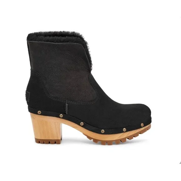 UGG THEBES WOMEN CLOG SUEDE BLACK US 8 /UK 6 /EU 39 EUC - Picture 1 of 12